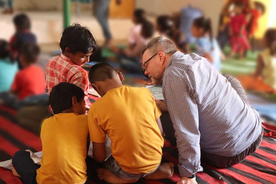 children being helped