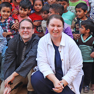 Couple and children