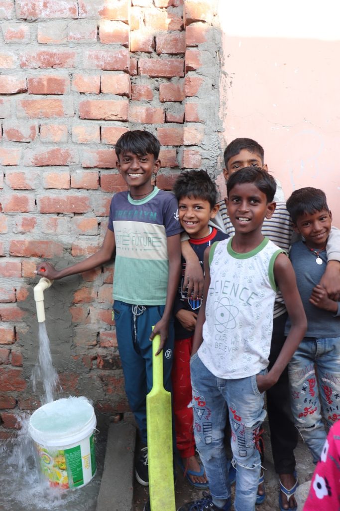 children around safe water
